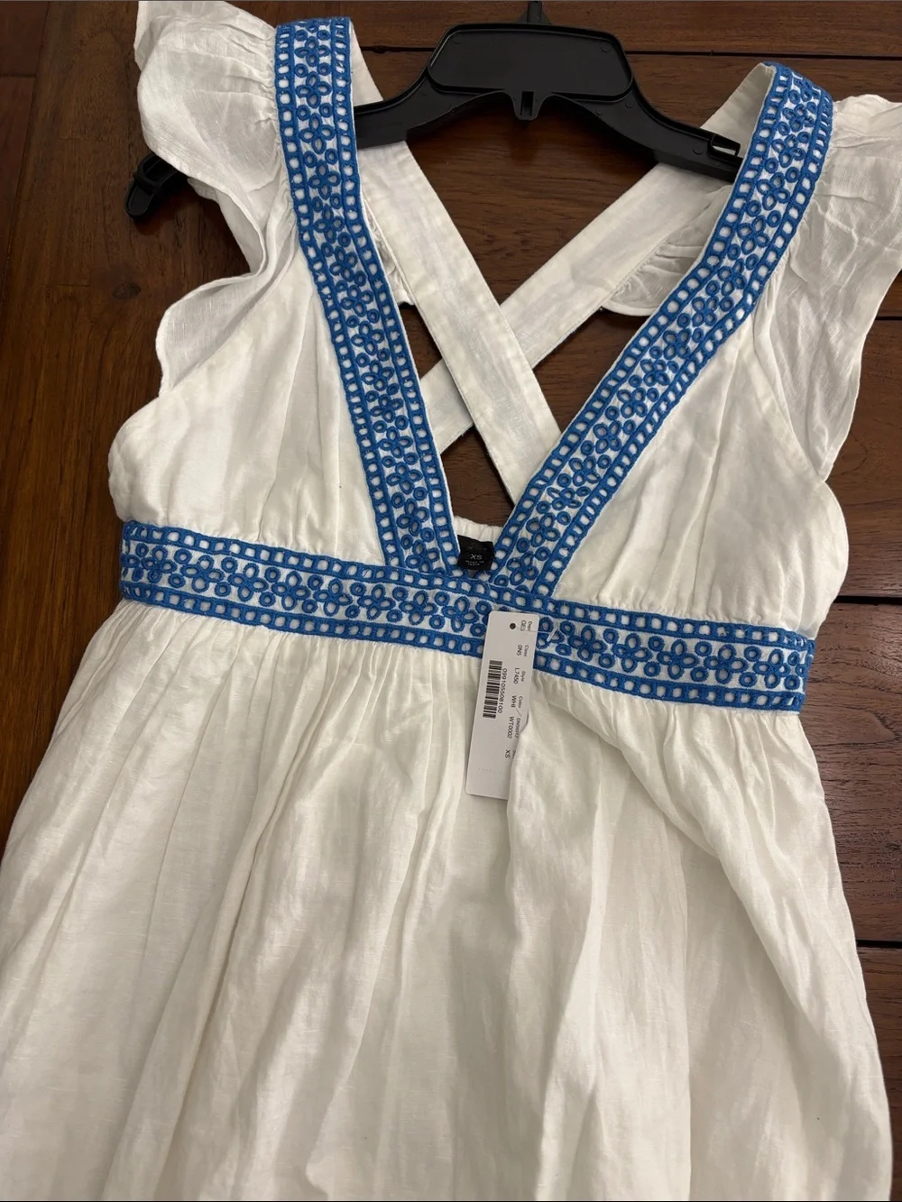 J. Crew White Sundress with Blue Trim